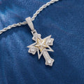 Iced Out Fashion Jewelry Cubic Zircon Spinning Five-pointed Star Cross Pendant Hip Hop Rotating Pentagram Charm Necklace Jewelry