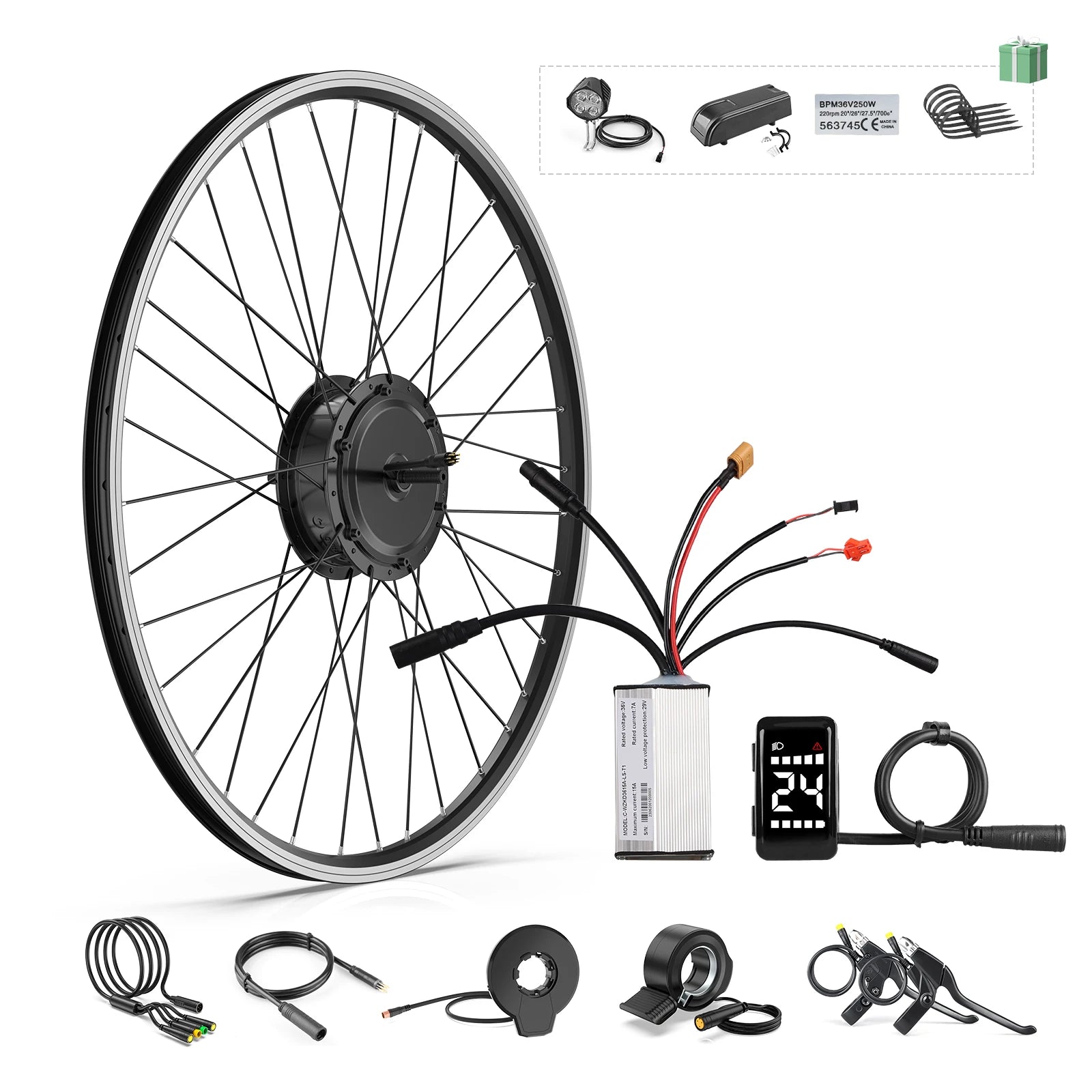 Bafang 500W 48V Front Hub Motor Kit with LCD Display Lithium Battery DC 26" E-bike Conversion Kit