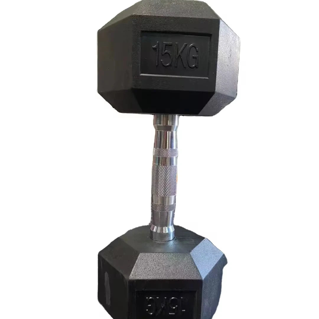 Factory Direct Supply Rubber Coated Dumbbell Fitness Equipment Force Strength Equipment Exercise Equipment Rubber Hex Dumbbells