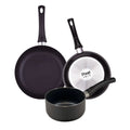 PIXEL Chef Sauce Set of 2 Frying Pans 2024cm + Saucepan 16cm in Pressed Aluminum and Non-Stick