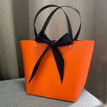 MU Orange Cardboard Paper Bag Gift Shopping Bag 11 Color Custom Logo Art Paper Bag Silk Ribbon Handles