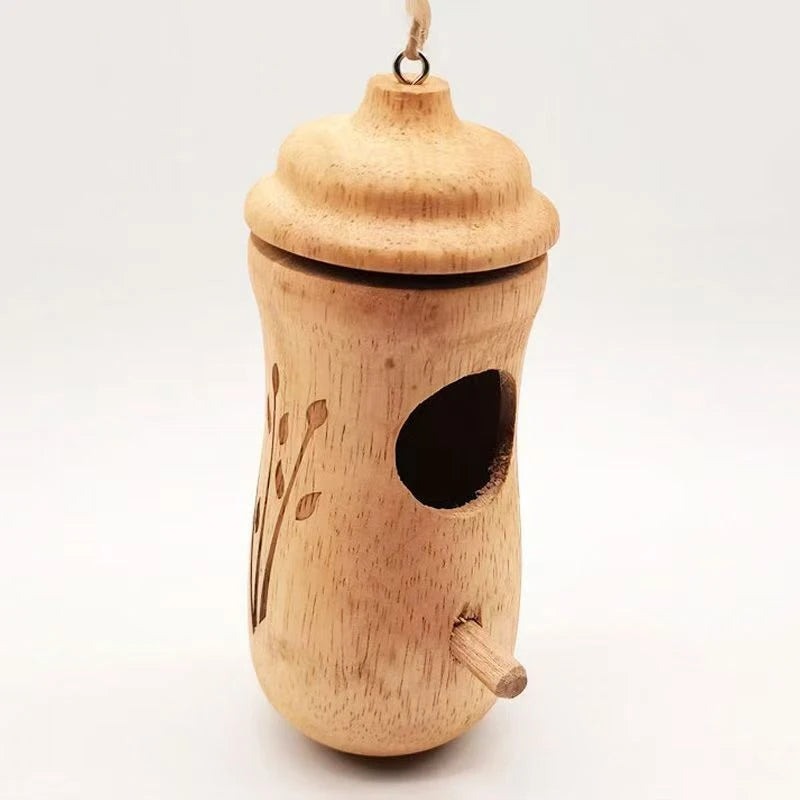 Mini Bird Nest Hanging Decorative Hummingbird House New Outdoor Garden Crafts for Courtyard Wooden Crafted Supplements