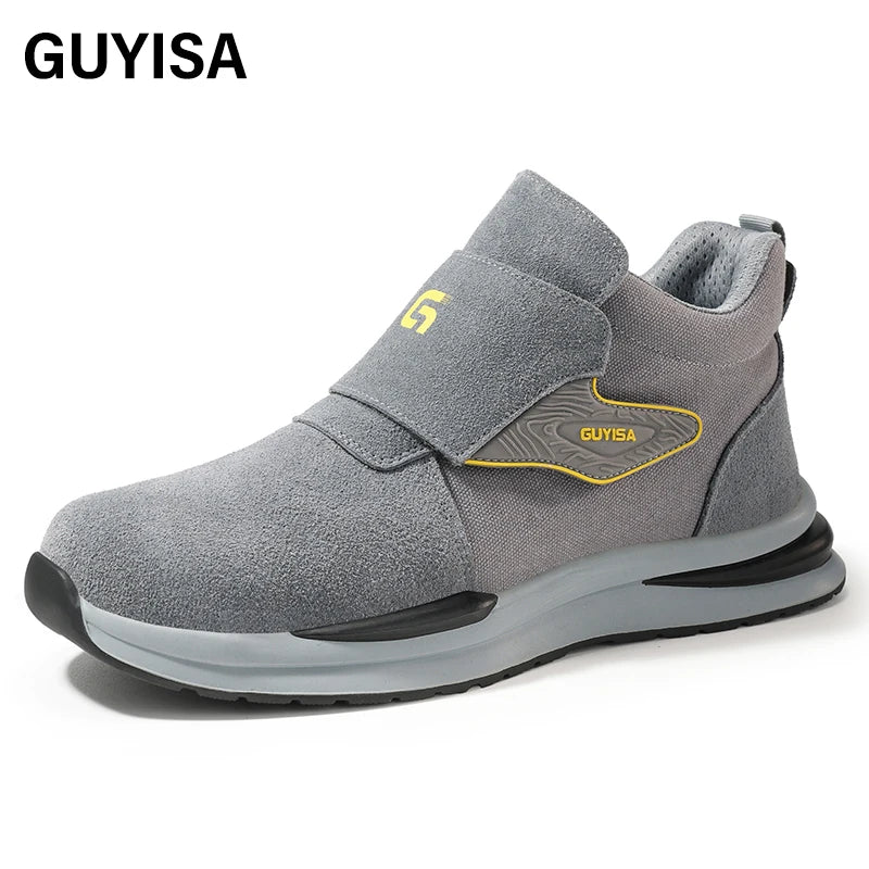 GUYISA Lightweight Men's Work Shoes for Man Anti-smashingchaussures De Securite Safety Shoes Suede