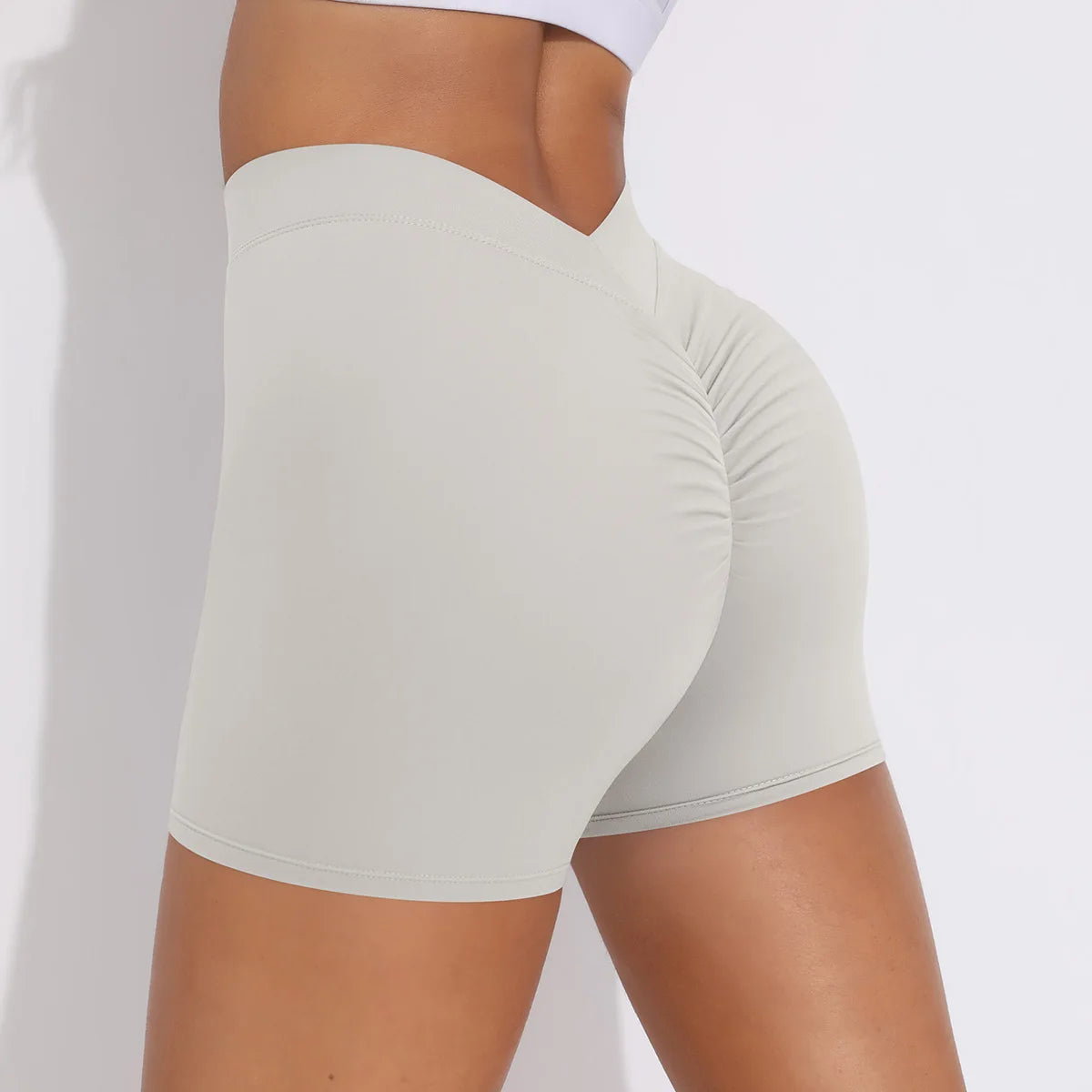 PASUXI Women's High Waist Yoga Shorts Scrunch Butt Quick-Dry Fitness Leggings V Waistband Gym Running Shorts for Women