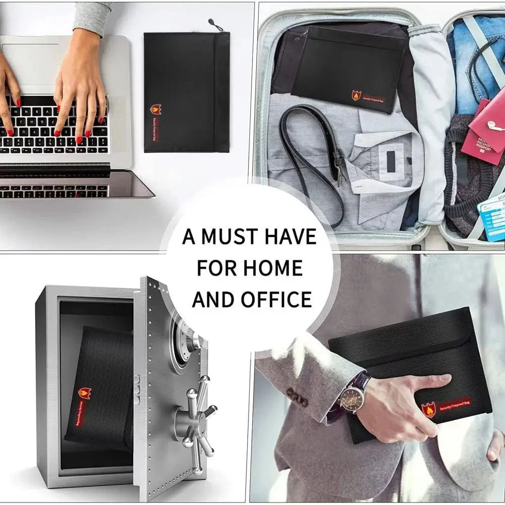 Best Large 15\"x11\" Silicone Zipper File Organizer Safe Travel Waterproof Fireproof Document Bag for Jewelry Lipo Money