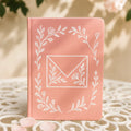 LABON Pink Envelope Floral White Foil Stamping Romantic Journal PU Leather Notebook with Rounded Corners for Gift Writing