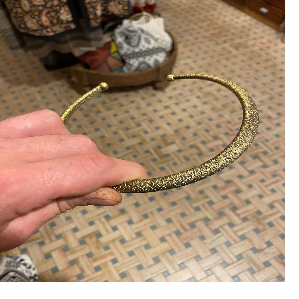 Custom Made Eco-Friendly Handmade Recycled Brass Tribal Themed Metal Chokers for Fashion Jewelry Designers Stores Box Packaging