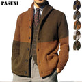 PASUXI 2026 New Sweater Cardigan Color Matching Button Long Sleeve Knitted Jacket Sweater Cardigan Men