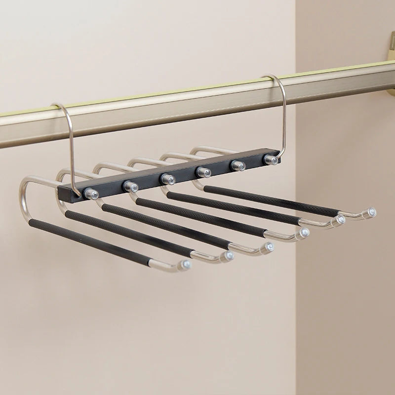 Heavy-Duty 6-Layer Pants Hanger Dual-Hooks Anti-Slip Coat Closet Organizer for Clothing Trousers Towels Accessories