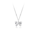 Wholesale Sterling Silver 925 Bow Pendant Necklace 18k Gold Plated for Women Fashion Jewelry Gift Party
