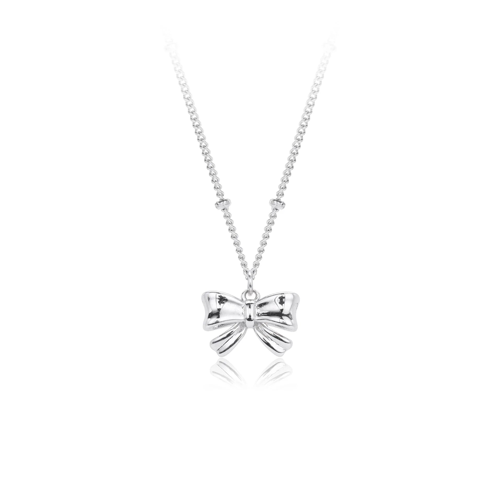 Wholesale Sterling Silver 925 Bow Pendant Necklace 18k Gold Plated for Women Fashion Jewelry Gift Party