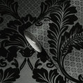 Germany Made Modern Velvet Flock Damask Black Grey Non Woven Premium Fabric Wallpaper Rolls 1005x052m Wash-Resistant Hotel