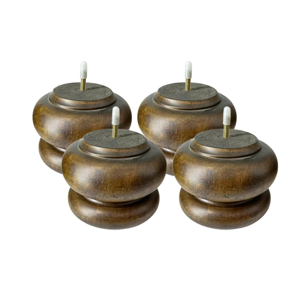 Mid-Century Modern Solid Rubber Wood Bun Feet for Sofa Ottoman Cabinet Outdoor Paint CNC_machine Made for Living Room Bedroom