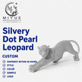Silver Dot Bead Crouching Leopard Eco-friendly Hand-painted Lifelike Resin Figurine Luxury Home Office Table Business Decor Gift MegaBDM