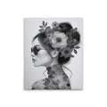 Made In Germany - Home Decor Canvas Picture Flowergirl Grey - Wall Mural In Black And Grey - Canvas Picture On Stretcher Frame