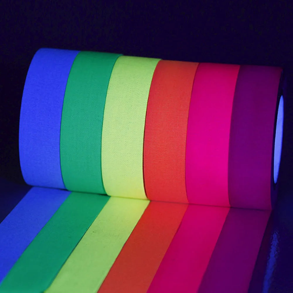 Neon UV Fluorescent Black Light Luminous Acrylic Adhesive Self-adhesive Waterproof Warning Tape for Party Marking