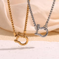 Dreamidea  Pearl Chain Lock Pendant Necklace Stainless Steel Gold Plated Necklace Jewelry Waterproof Pendant Necklace Jewelry
