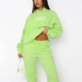 Custom Logo Plus Size Casual Wear Fashion 2 Piece Set Jogger Sweatshirt Sweatpants Cotton Tracksuit for Women
