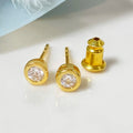 Foxi Mini Earrings Ready to Ship Women 18K Gold Plated 4MM Small Zircon Bezel Setting Piercing Tiny Stud Earrings MegaBDM