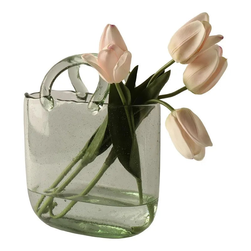Modern Glass & Crystal Handbag Flower Vase