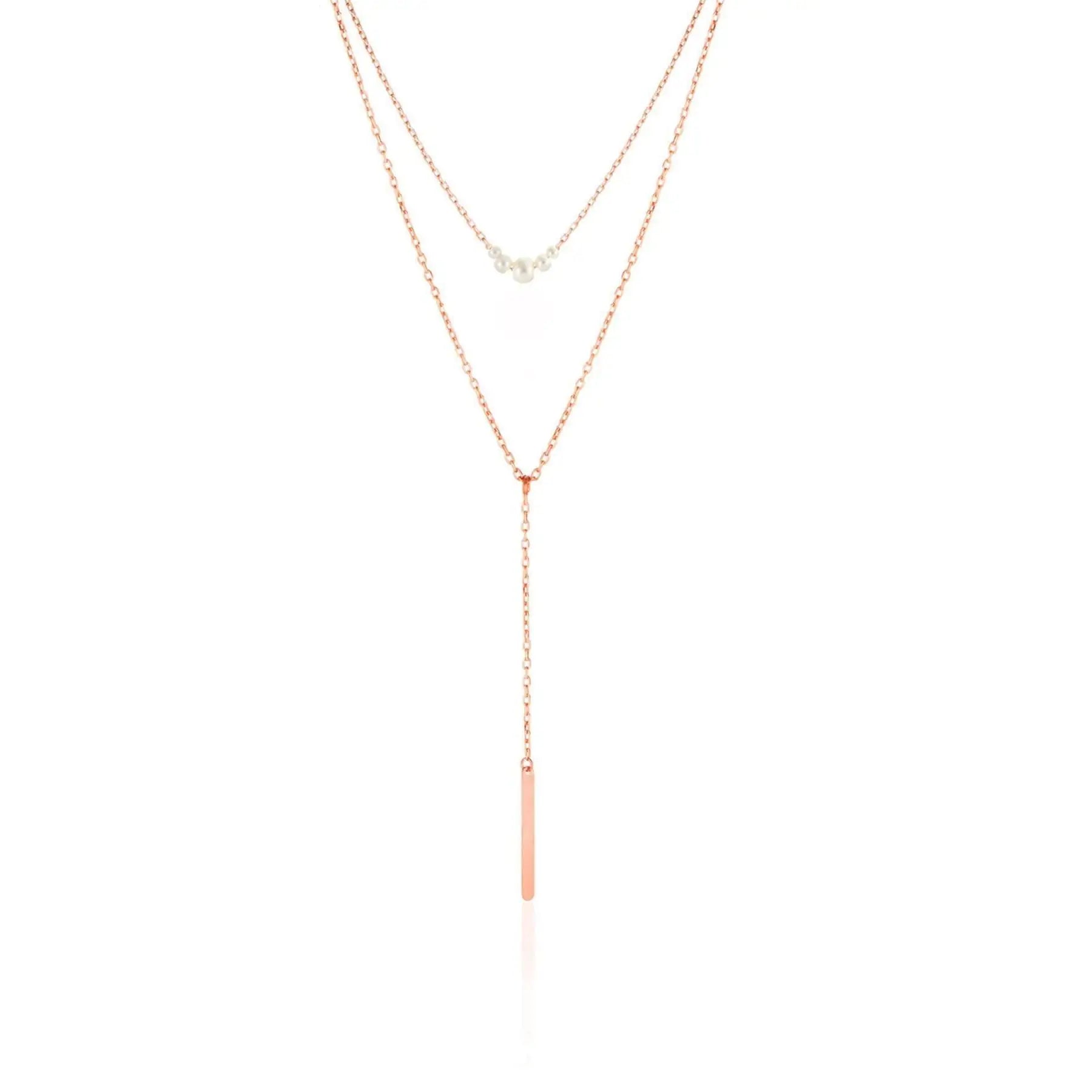Azuris Fashion Layered 925 Sterling Silver Long Double Necklace Made in Turkey