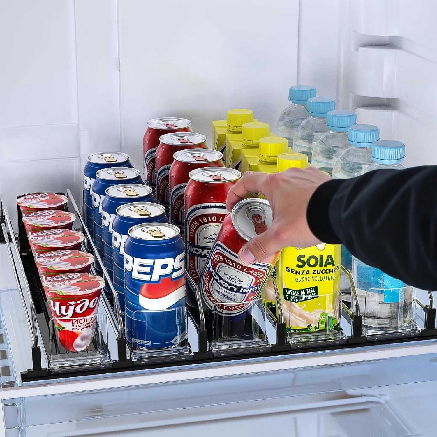 Hookei New Spring Loaded Fridge Beverage Shelf Pusher Glide Width-adjustable Push Rod Slide Rail
