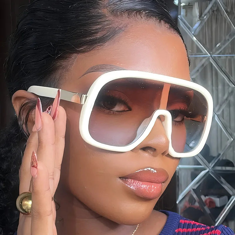 Custom Logo 2025 Fashion Men Women Y2k Big Frame Punk Sun Glasses UV400 Shades Oversized One Piece Lens Sunglasses MegaBDM