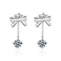 XEZ050 Dripping Bowknot Earrings Exquisite Long Tassel 0.5Carat Moissanite Earring Fashion Temperament Studs Earrings for Women