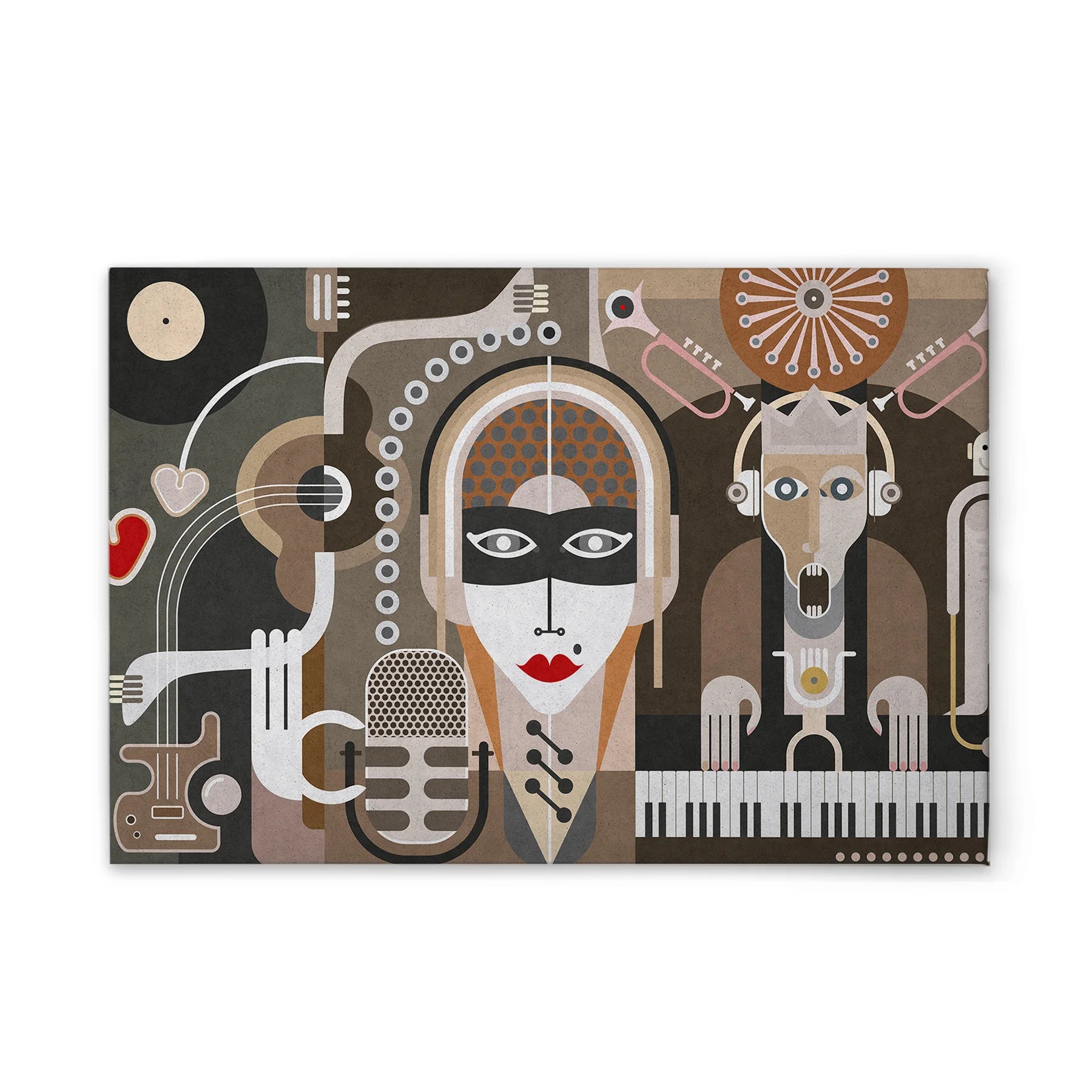 Made In Germany - Home Decor Canvas Picture Pop Art Abstract - Wall Mural In Brown And Grey - Canvas Picture On Stretcher Frame
