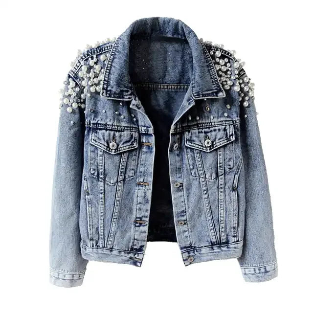 Classic Casual Women Blue Denim Jean Jacket Durable Lightweight Wholesale Fashion Outerwear for Stylish Everyday Wear