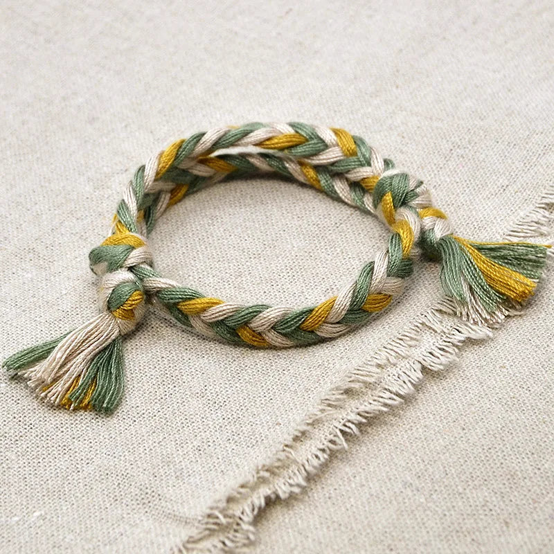 Women Men Unisex Woven Cheap Adjustable Colorful Braided Rope String Handmade Braided Soft Cotton Cord Rope Bracelet