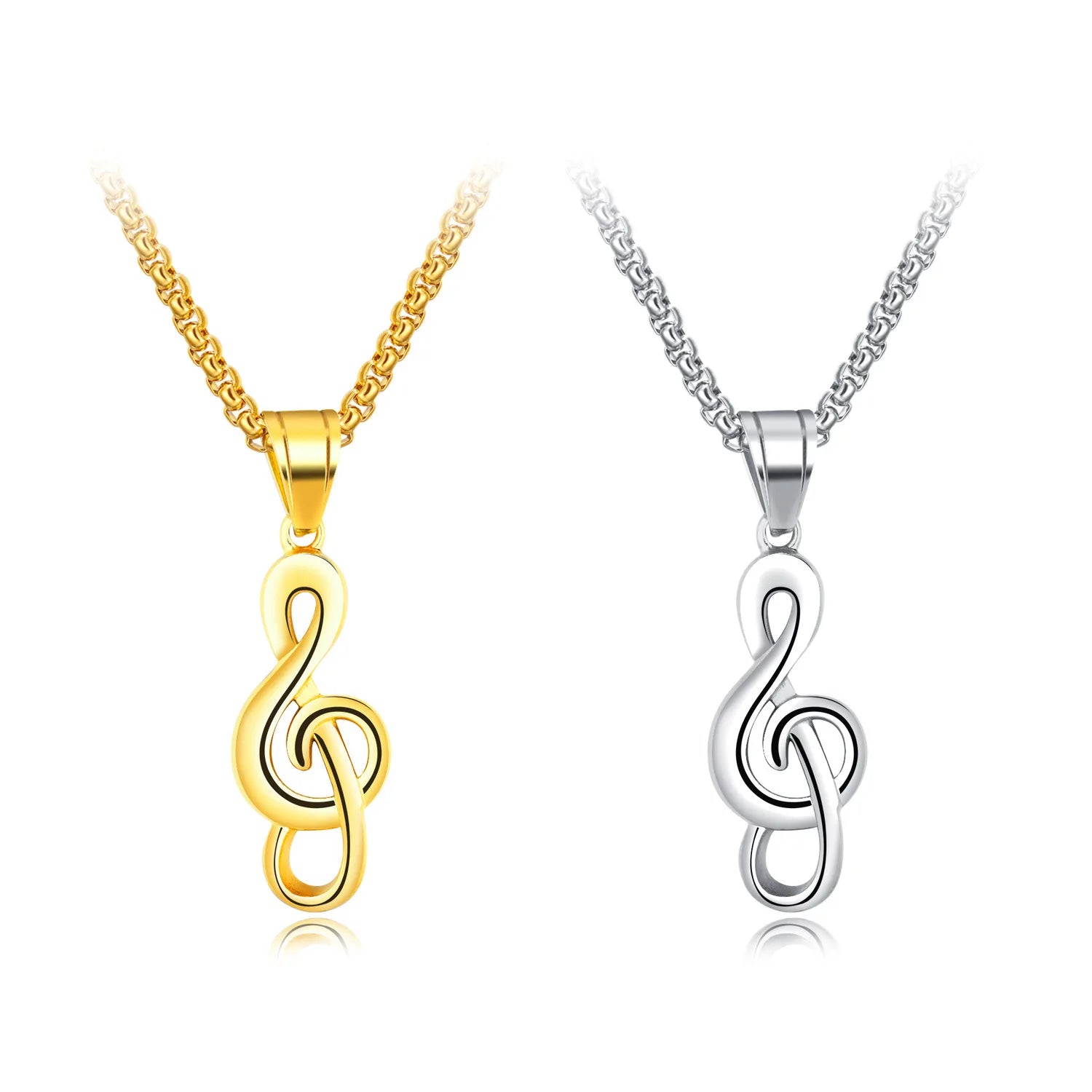 European American Creative Music Symbols Men's Hip-Hop Stainless Steel Necklaces Fashion Chains Pendant Ornaments necklaces