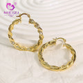MEIZI JEWELRY 18K Gold Plated Hoop Helix Earrings Bridal Wedding Cuff Pearl and Diamond Copper Jewelry for Women