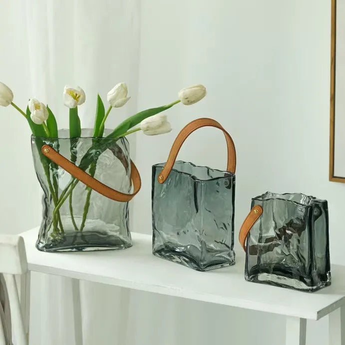 Wholesale Bag Shape Glass Flower Vase