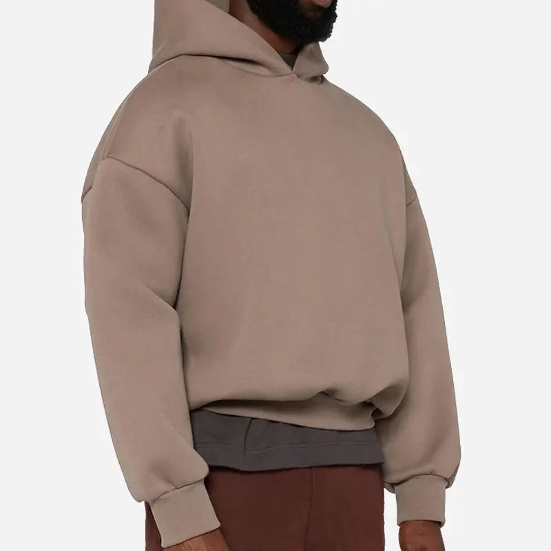 Men's 100% Cotton Knitted Fleece Pullover Hoodie Winter Boxy Puff Print Design Embroidered Hooded Collar Custom Zip 3D Pattern