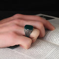 Azuris Turkish 925 Sterling Silver Men's Ring Ottoman Style Fashion Jewelry Natural Stone Black Color Handmade VALKH1362