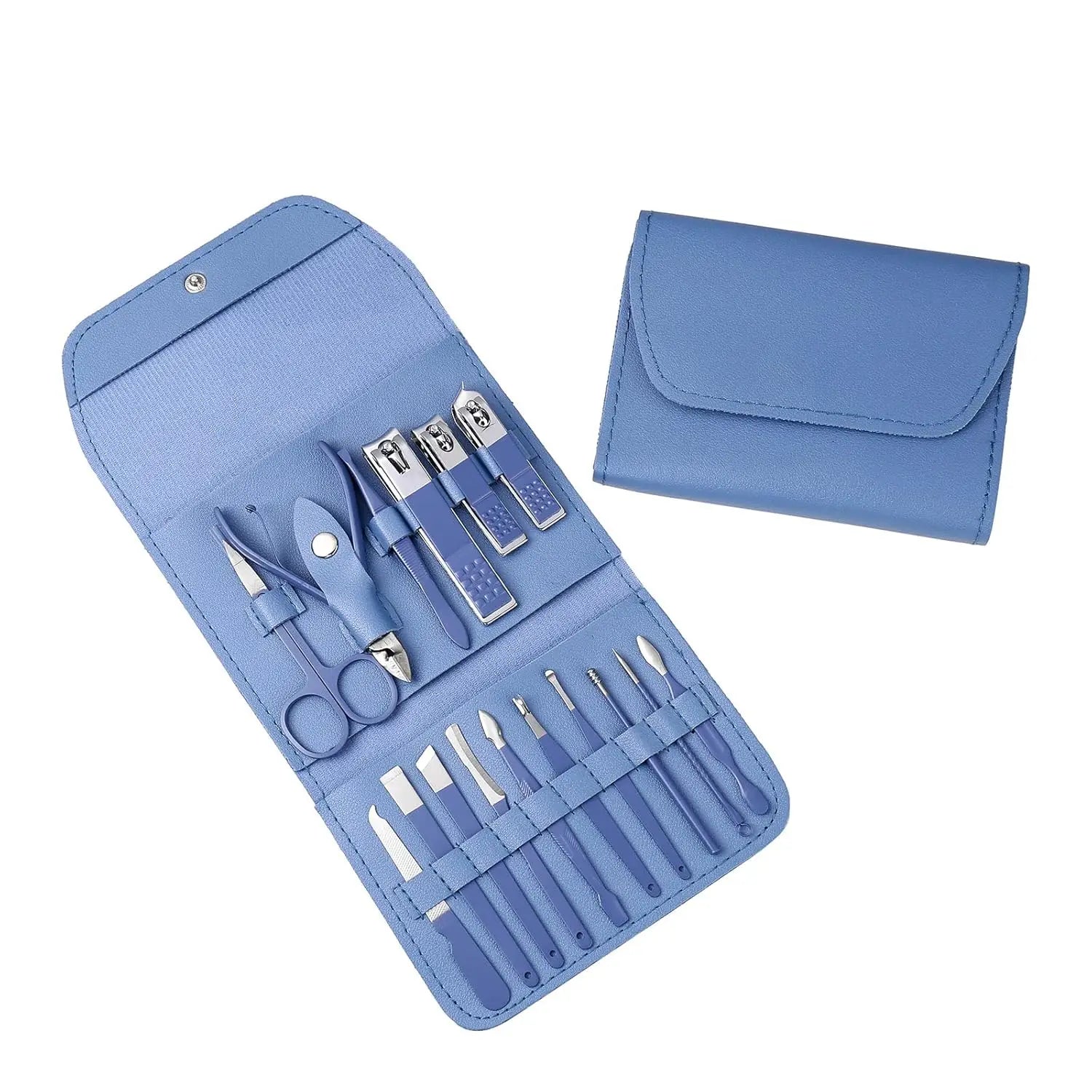 Professional 16-Piece Nail Clippers Pedicure Kit Luxurious Leather Travel Case Manicure Set Stainless Steel Toenail Scissors