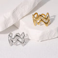 Beimai OEM Ring Fashionable Irregular Wave Pattern High-grade Waterproof Stainless Steel Ring