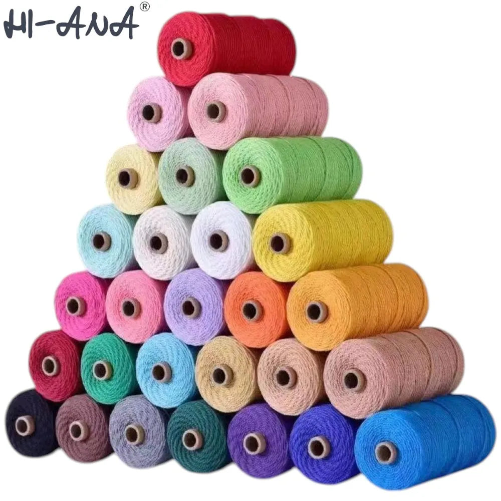 100% Cotton Crochet Macrame Yarn Cord Custom Length Crafts for Wall Hangings Bags Shoes Carpets Braided Twisted Macrame Cord
