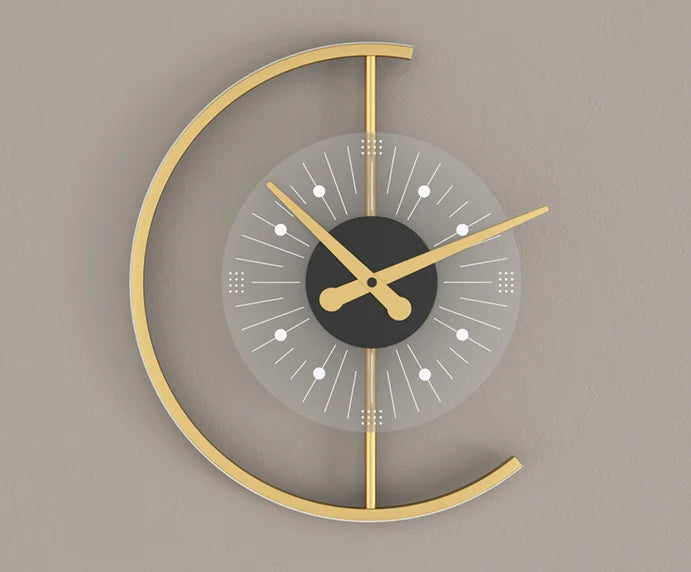 JAIYI New Living Room Creative Clock Wall Lamp Bedroom Bed Gold Edge Warm Light Decoration