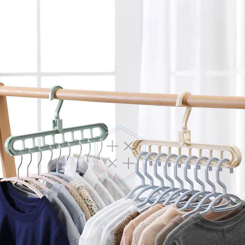 9 Slots Space Saving Clothes Storage Hanger Plastic Wardrobe Organizer Single Phase Other Home Polygon Magic Hanger TW Hook Type