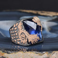 Custom Logo 925 Sterling Bi-Color Rhodium & Gold Plated Fine Men's Ottoman Style Ring