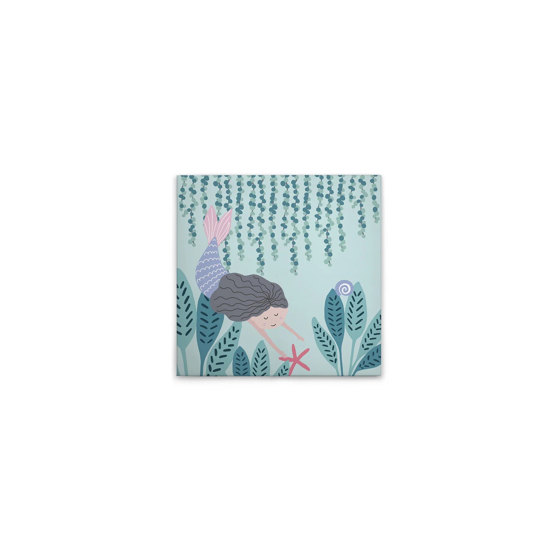 Made In Germany - Canvas Mermaid Nursery - Wall Art Painting Mural Blue Green - Canvas Picture On Stretcher Frame Home Decor