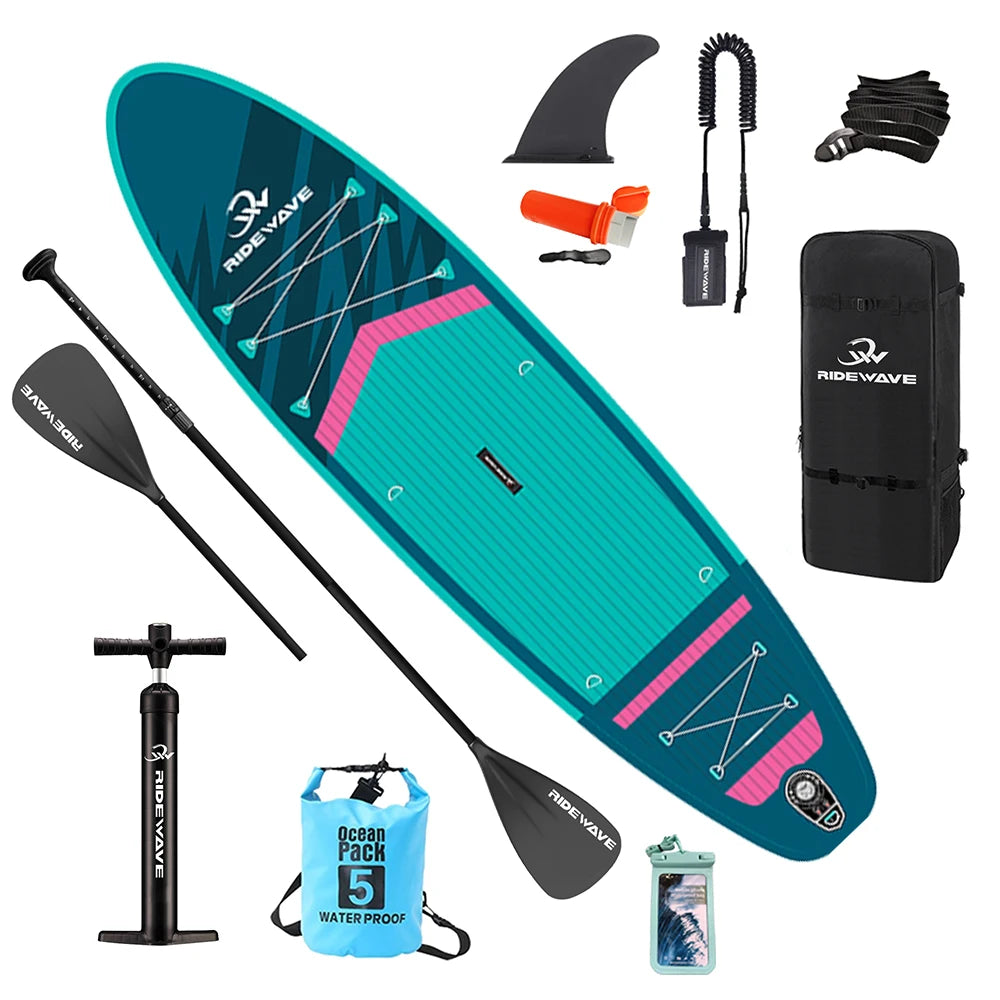 Ridewave AeroFlow Series Wholesale Eco-friendly 10'6'' Inflatable Standup SUP Paddle Board Custom SUP for Lakes Rivers Surfing