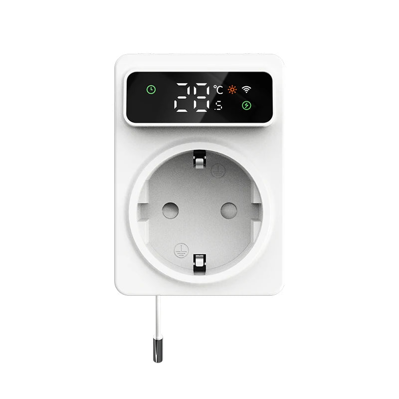 Smart Wi-Fi LED Thermostat Socket for 16A for Apartment Cooling and Heating Temperature Control