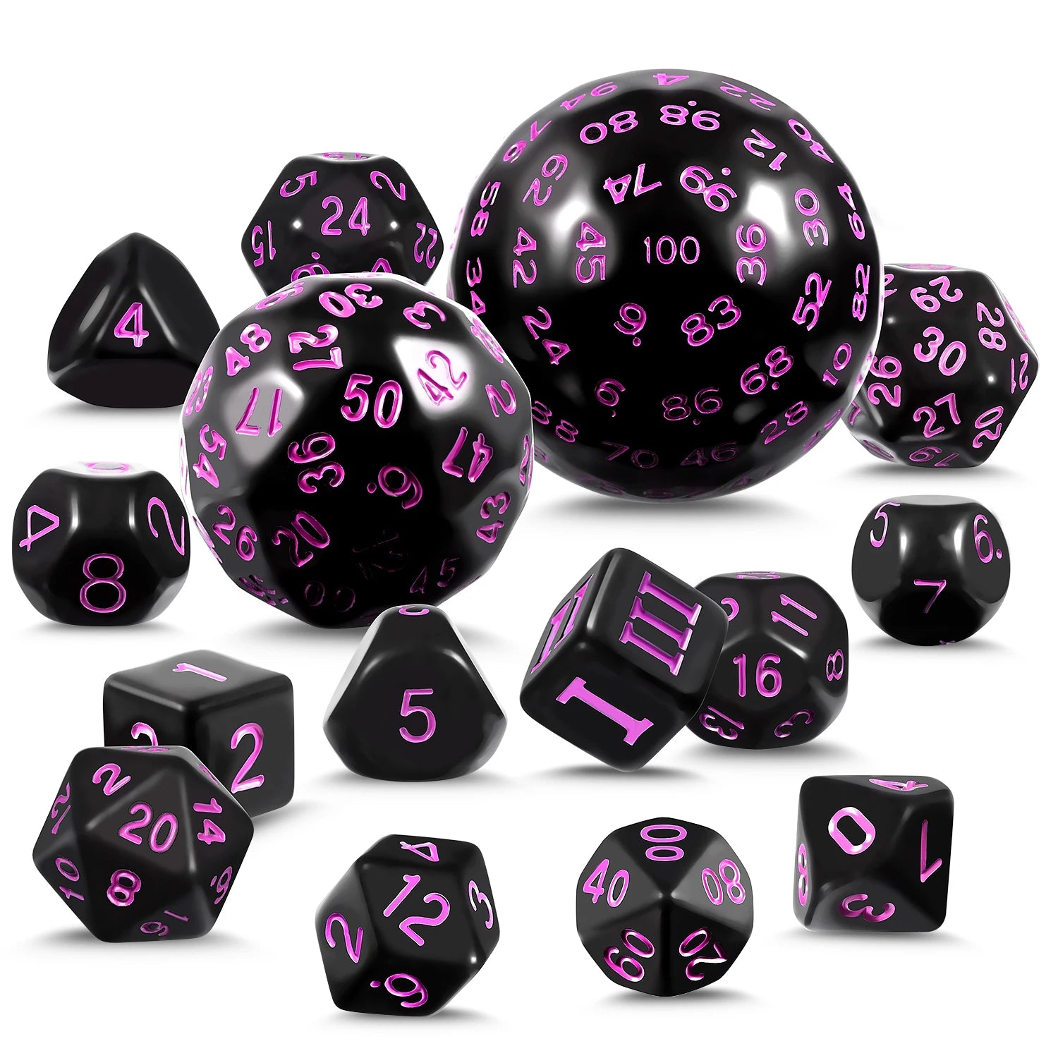 Polyhedral Dice Set 15 Pieces D3-D100 16mm Acrylic RPG Dnd Dice Role Playing Board Game Tabletop