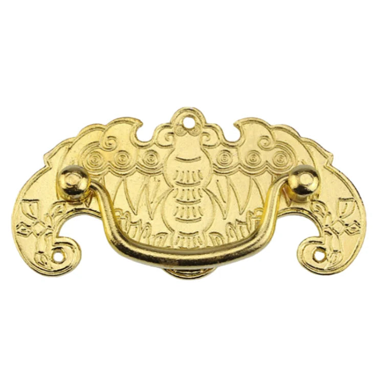 Stock Supply Box Accessories 96 X 48 mm Zinc Alloy Material Antique Brass Gold Colored Cabinet Metal Pull Handle