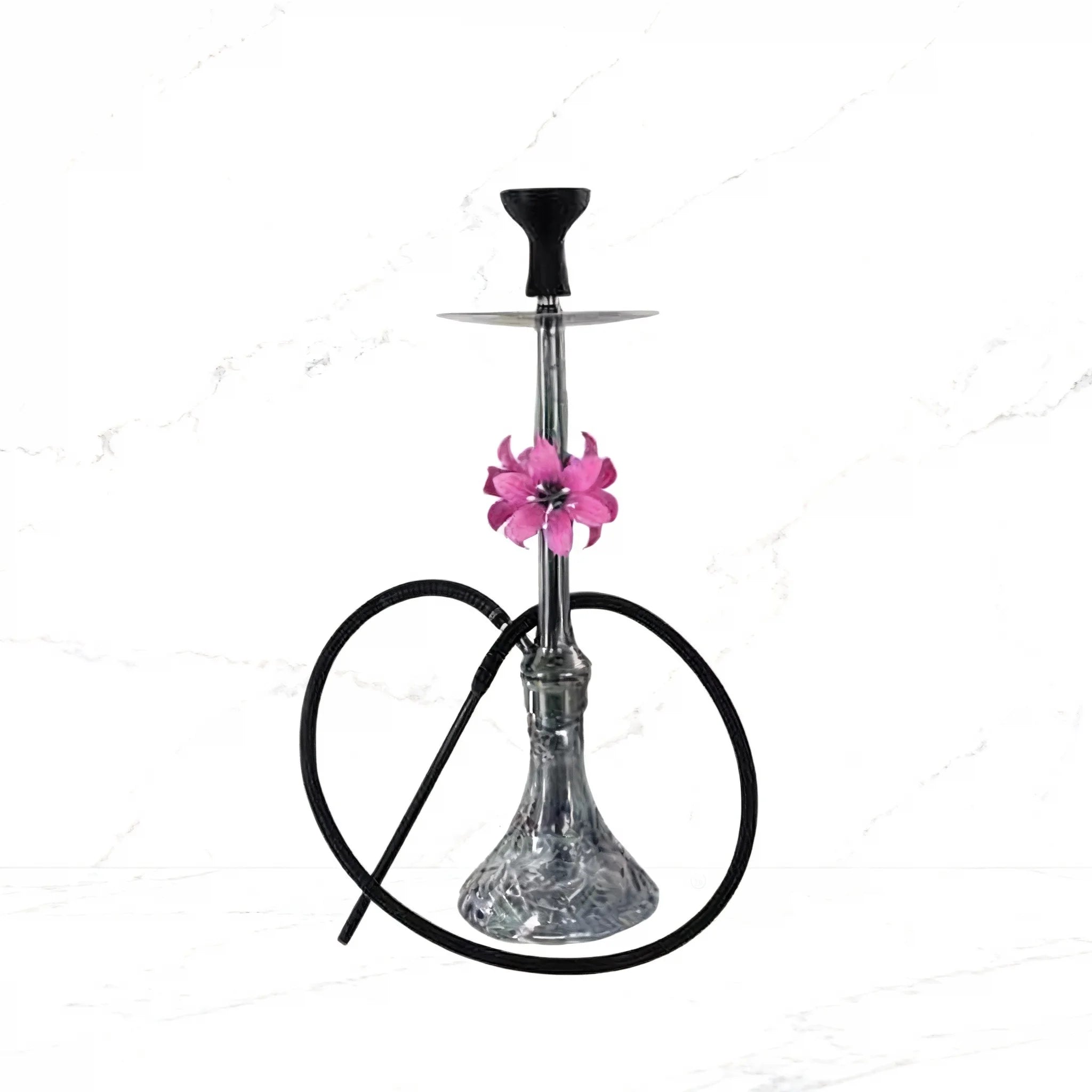 European Flower Shaped Shisha Hookah Set With Aluminum Tube Glass Bottle And Spring Protection For Lounge Bar Chicha Hookahs