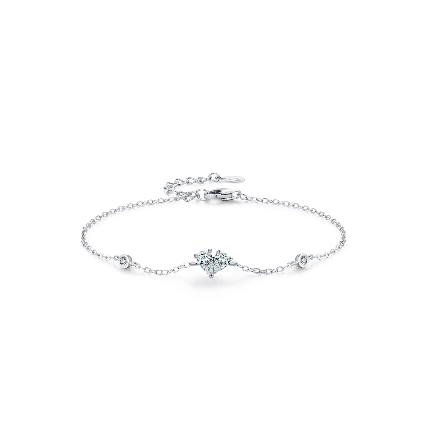 SL2046 S925 Sterling Silver Heart Bracelet Fine Jewelry Silver Adjustable Bracelet for Women Girl Female Valentine's Day Gift