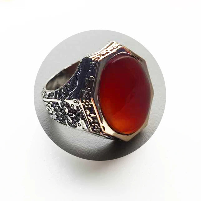 Professional Luxury Classic Men's Wedding Ring 925 Sterling Silver Oval Cut Yemeni Agate Rhodium Plated Party Direct Wholesale
